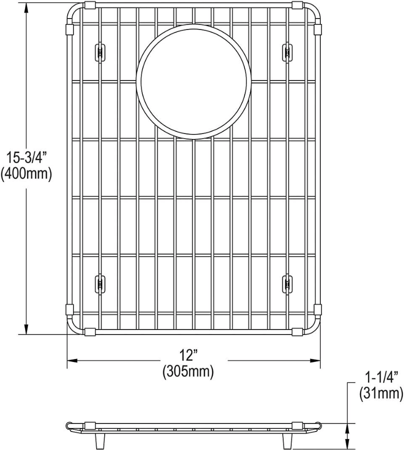 Elkay LKOBG1518SS 15 Inch Stainless Steel Bottom Grid with Rubber Feet