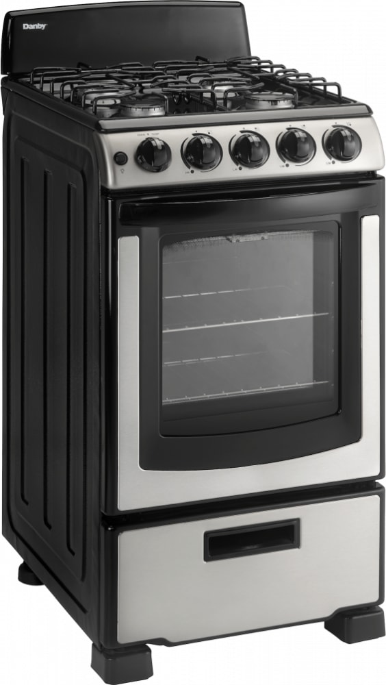 Danby DR202BSSGLP 20 Inch Freestanding Gas Range with 4 Sealed Burners