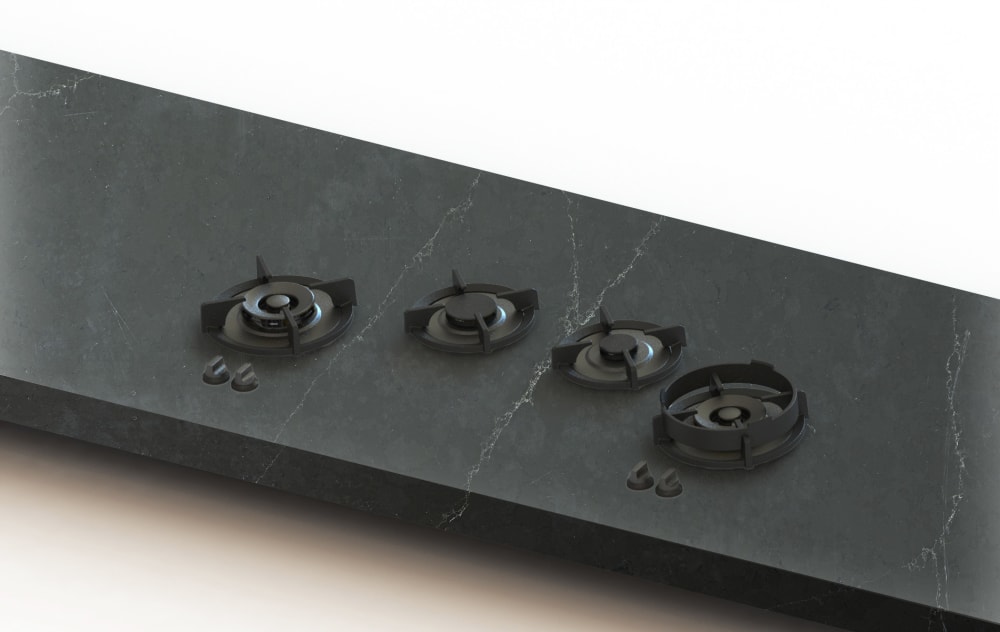 Pitt Cooking DRUM 48 Inch Gas Cooktop with 4 Brass Burners, Automatic