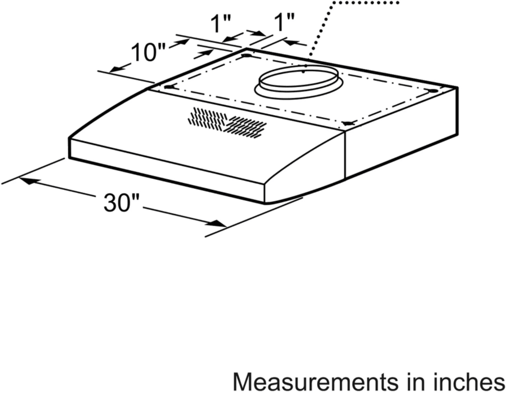 Bosch DUH30152UC 30 Inch Under Range Hood with 3Speed/280 CFM