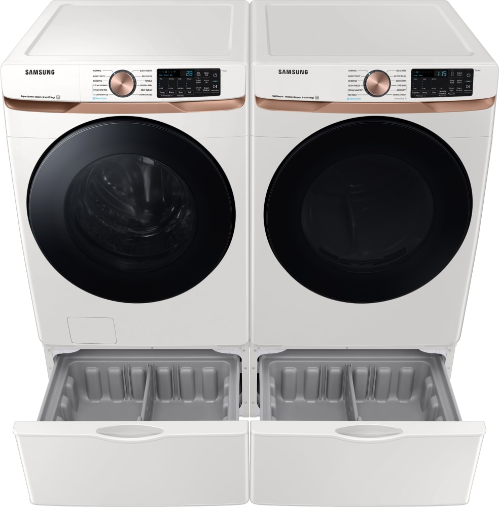 Samsung SAWADRGE8300 Side by Side Washer Dryer Set with Front Load Washer and Gas Dryer in Ivory