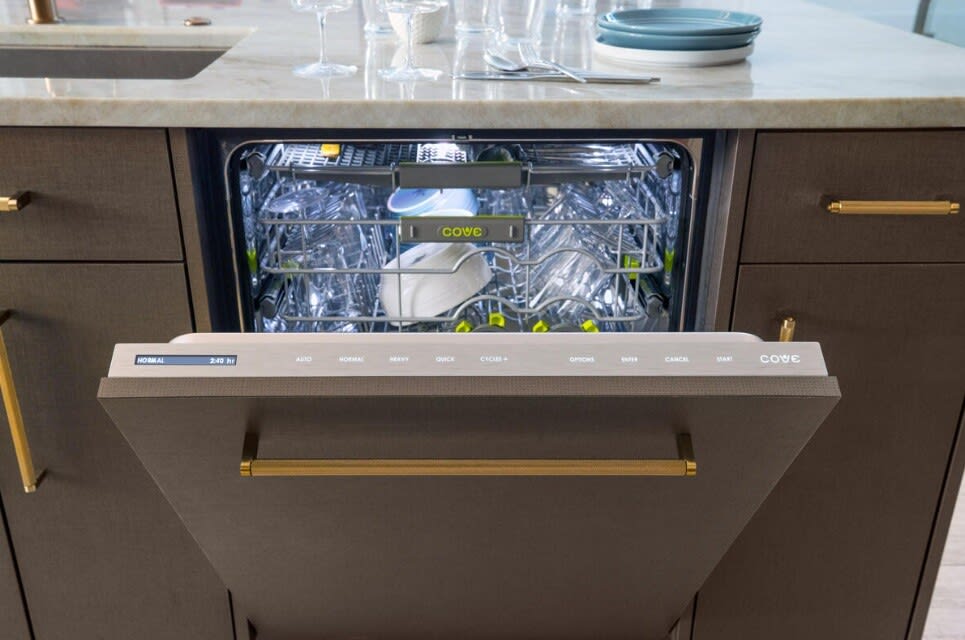 Cove DW2450 24 Inch Fully Integrated Panel Ready Built In Smart Dishwasher with 12 Wash Cycles Third Rack 41 dBA Silence Rating Adjustable Middle Rack Child Lock and Sabbath Mode Panel Ready