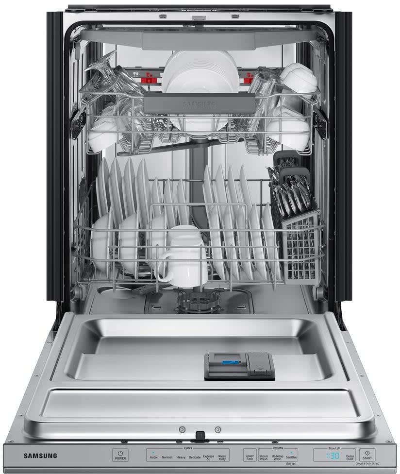 Samsung DW80R7060US 24 Inch Fully Integrated Dishwasher with 15 Place Settings 6 Wash Cycles Cutlery Rack 42 dBA Sound Level StormWash Cleaning AutoRelease Door Express 60 Fingerprint Resistant Finish...