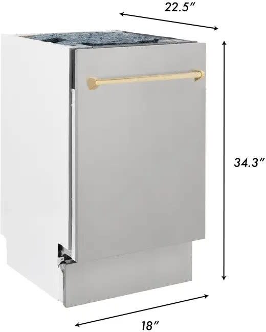 ZLINE DWVZ30418G 18 Inch Compact BuiltIn 3rd Rack Dishwasher with 10