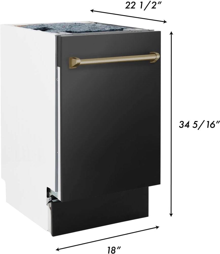 ZLINE DWVZBS18G 18 Inch Compact BuiltIn 3rd Rack Dishwasher with 10