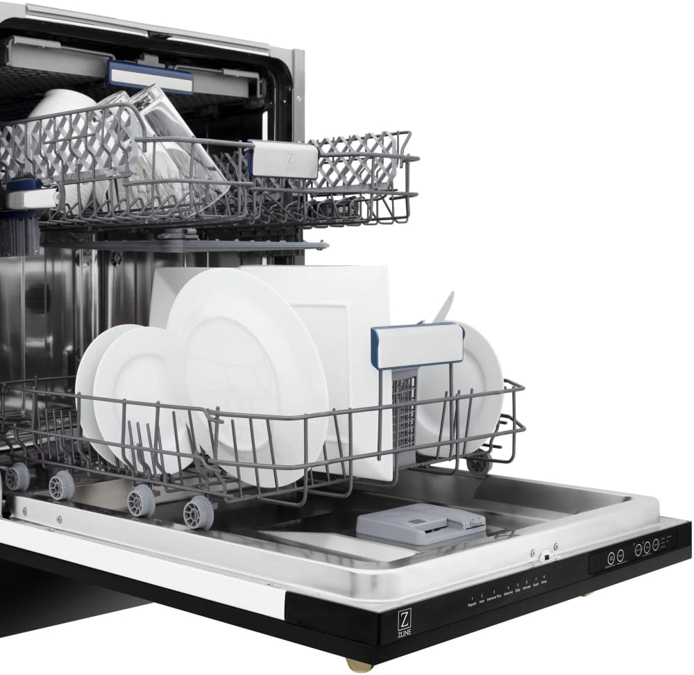 ZLINE DWVZBS18G 18 Inch Compact BuiltIn 3rd Rack Dishwasher with 10 Place Setting Capacity, 8