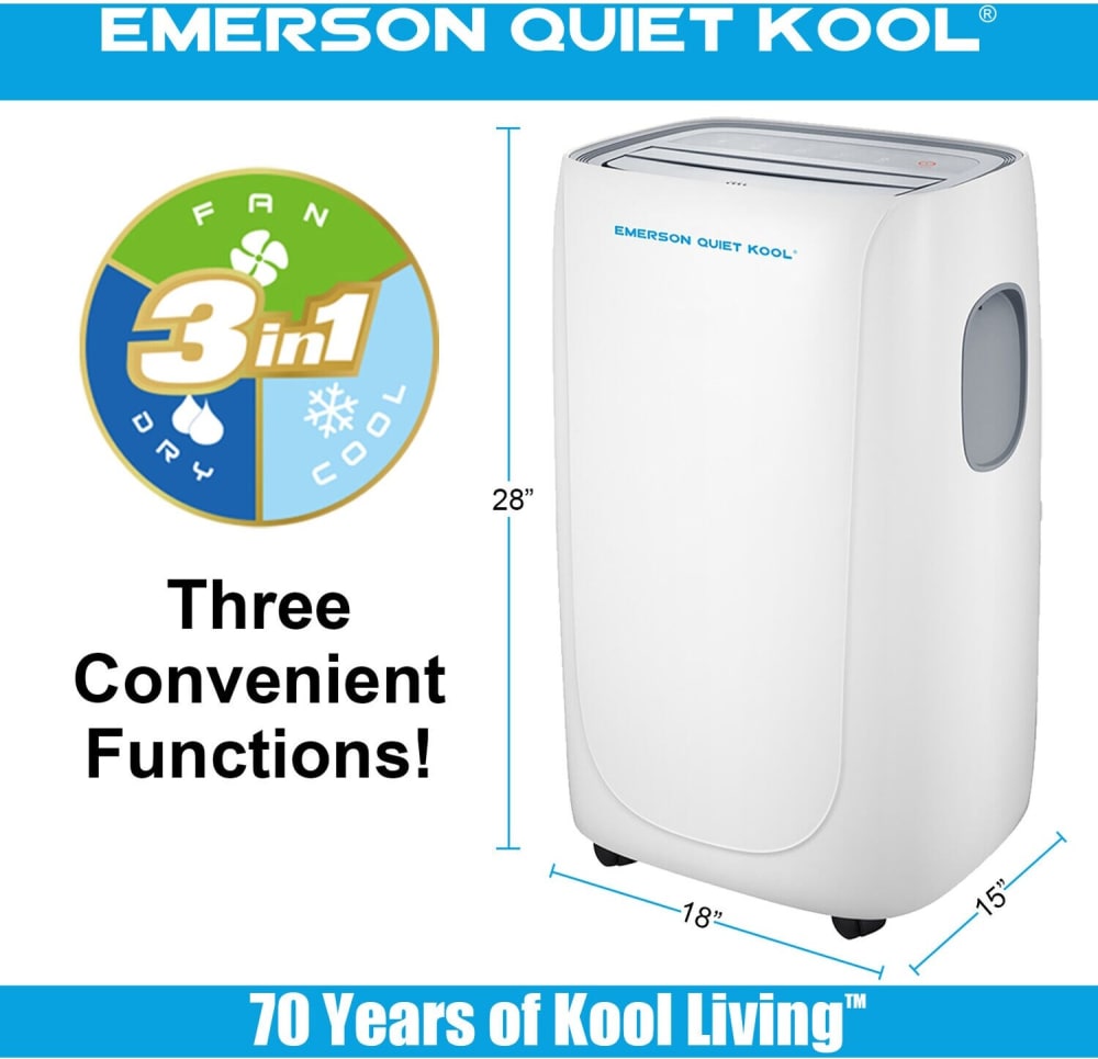 Emerson EAPC14RD1 14,000 BTU Portable Air Conditioner with New CEC, Remote Control, 350 sq. ft