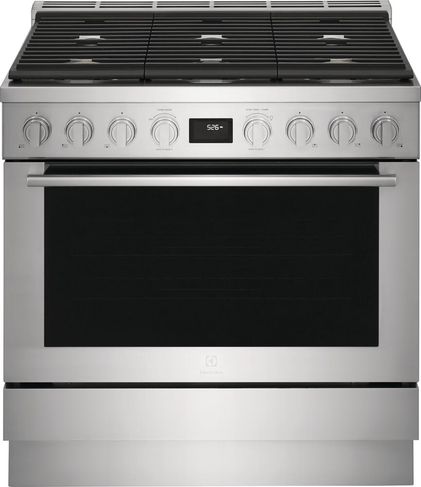 Electrolux ECFD3668AS 36 Inch Freestanding Dual Fuel Range with 6 Sealed Burners, 4.4 Cu. Ft