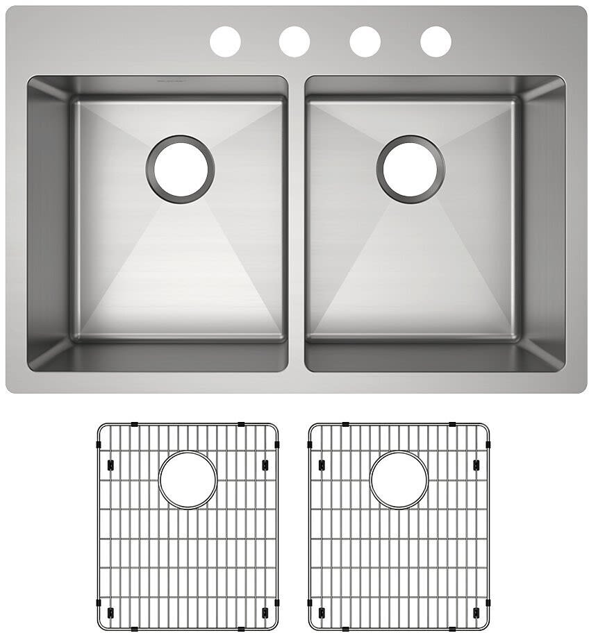 Elkay ECTSR33229TBG4 33 Inch Dual Mount Double Bowl Kitchen Sink