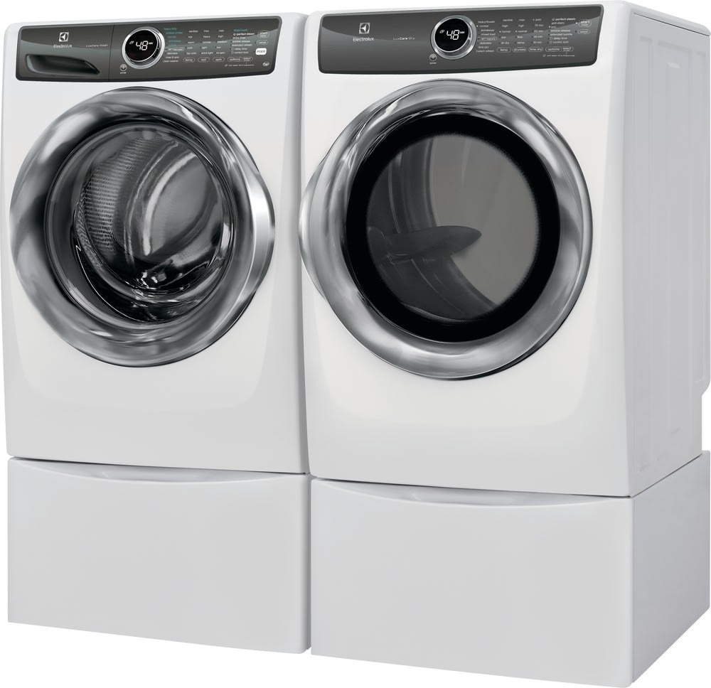 EFME527UIW 27 Electric Dryer and Two EPWD257UIW Pedestal Electrolux White Front Load Laundry Pair with EFLS527UIW 27 Washer 