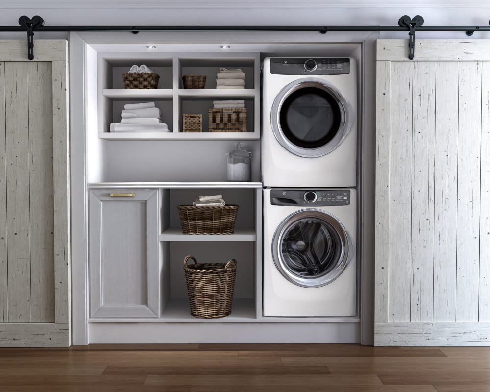 Electrolux Elwadrew5273 Stacked Washer Dryer Set With Front Load Washer And Electric Dryer In Island White