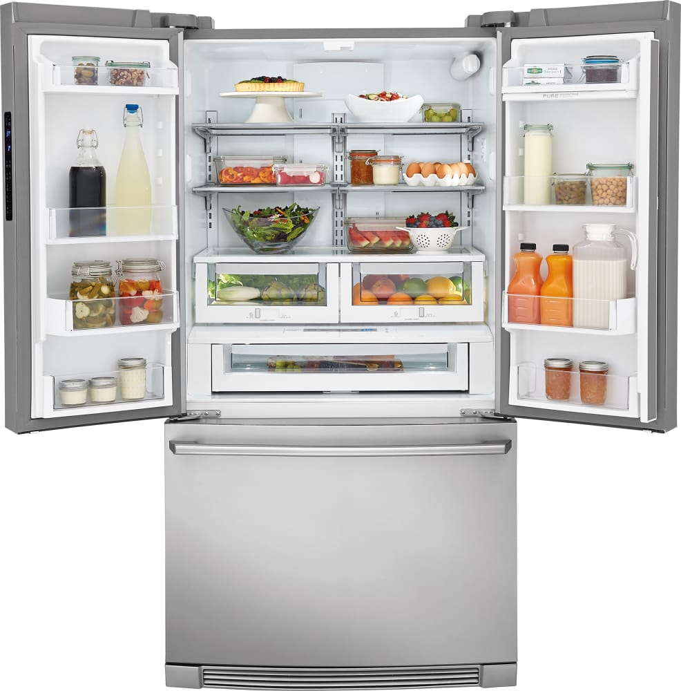 Electrolux Ei23bc82ss 36 Inch Counter Depth French Door Refrigerator With 22 3 Cu Ft Capacity Luxury Design Glass Shelving Perfect Temp Drawer Humidity Controlled Crispers Wine And Beverage Rack Iq Touch Controls Ice Maker And