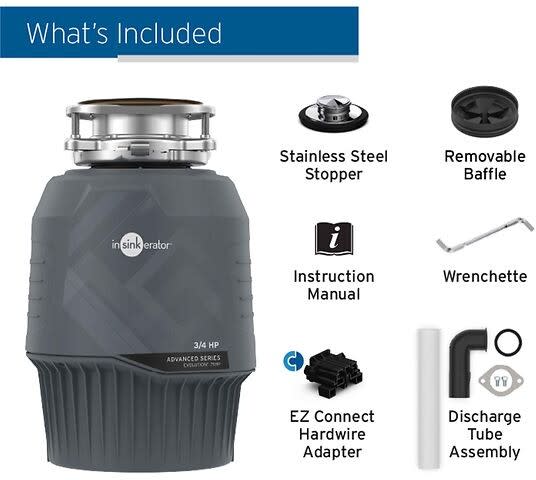 InSinkErator EVOLUTION75HP .75 HP Continuous Feed Waste Disposer with ...