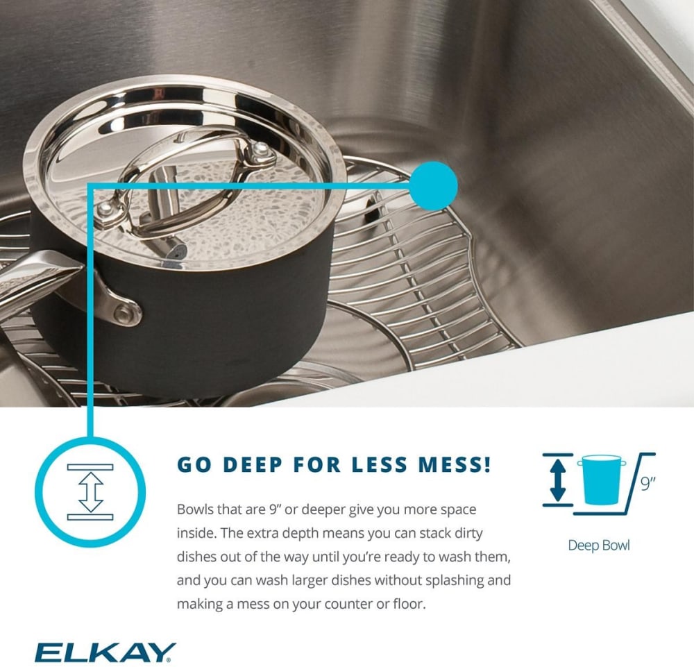 Elkay ECTSR25229TBG0 25 Inch Single Bowl Dual Mount Kitchen Sink Kit