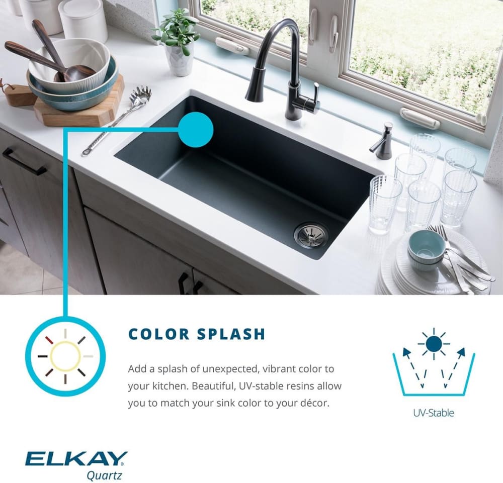 Elkay Elgu2522bq0 25 Inch Single Bowl Undermount Kitchen Sink With