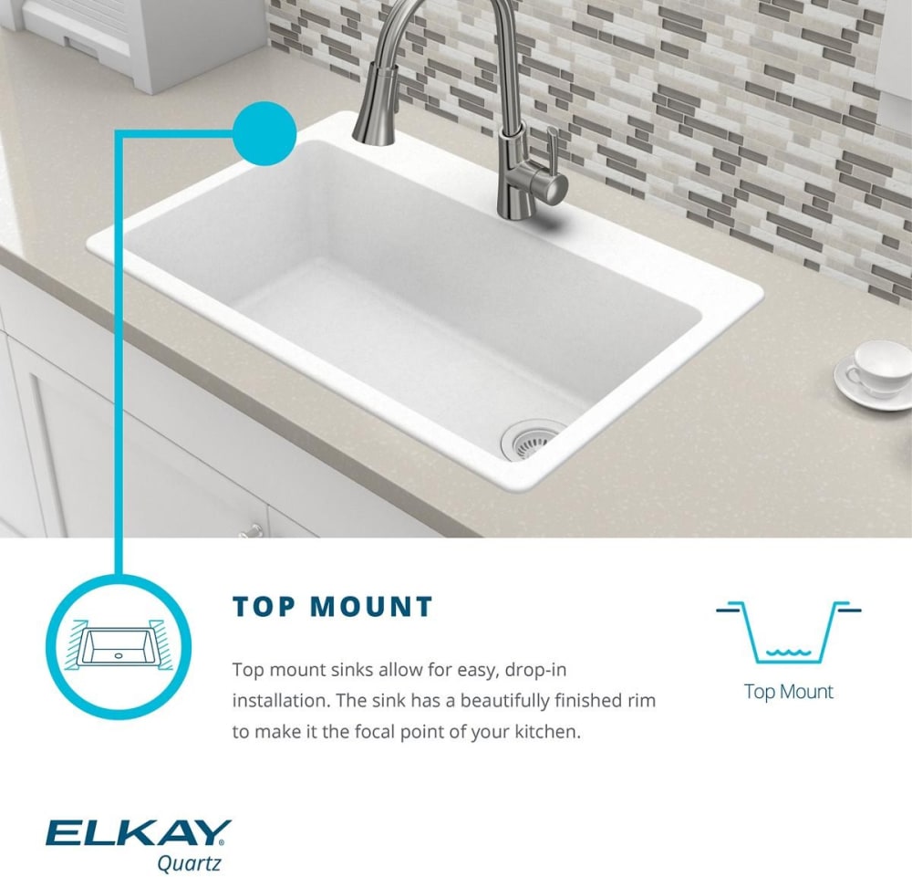 Elkay Quartz Classic 33 inch Drop-In Sink - Greystone ELGAD3322PDGS0