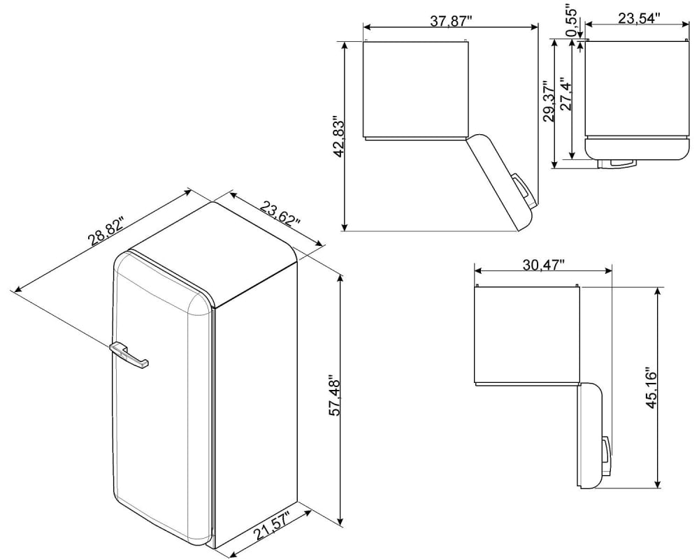 Smeg FAB28UCRL1 24 Inch Refrigerator with 9.22 cu. ft. Capacity