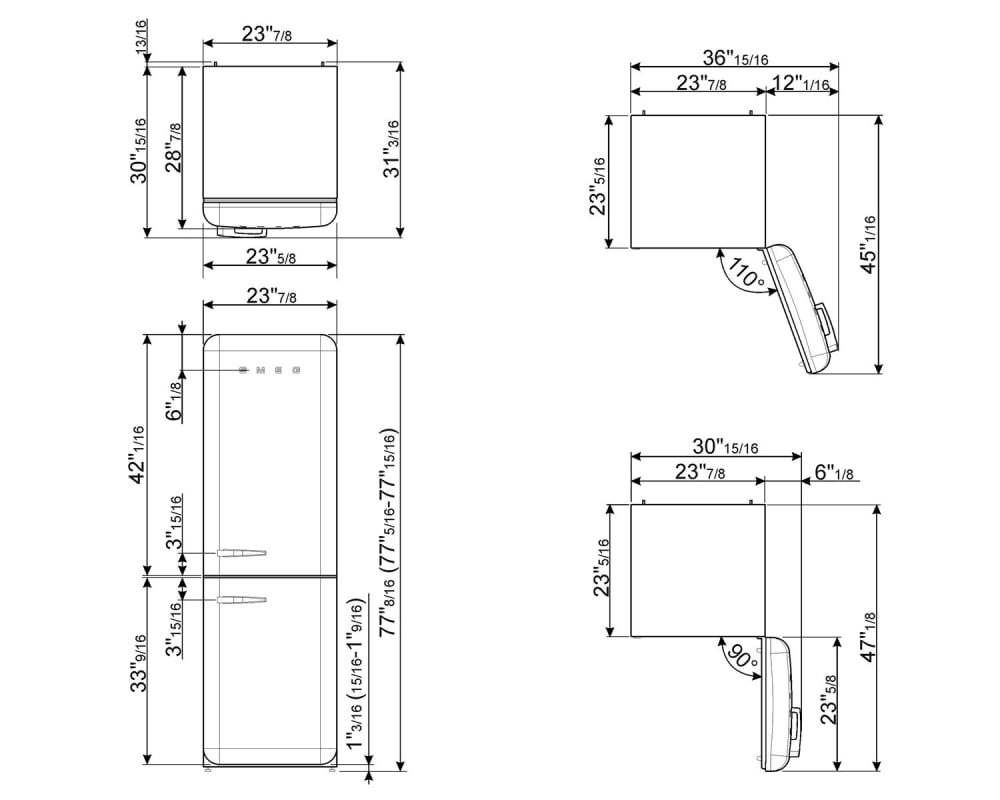 Smeg FAB32URCR3 12.5 cu. ft. Bottom Freezer Refrigerator with 2