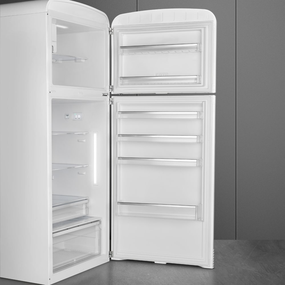 Smeg FAB50URWH3 32 Inch Freestanding Top Freezer Refrigerator with 19. ...