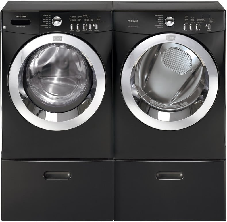 Frigidaire Faqe7077kb 27 Inch Electric Dryer With 7 0 Cu Ft Capacity 7 Drying Cycles Auto Timed Dry Cyles 12 Options Moisture Sensor Drying Rack Stainless Steel Drum And Nsf Certified Classic Black