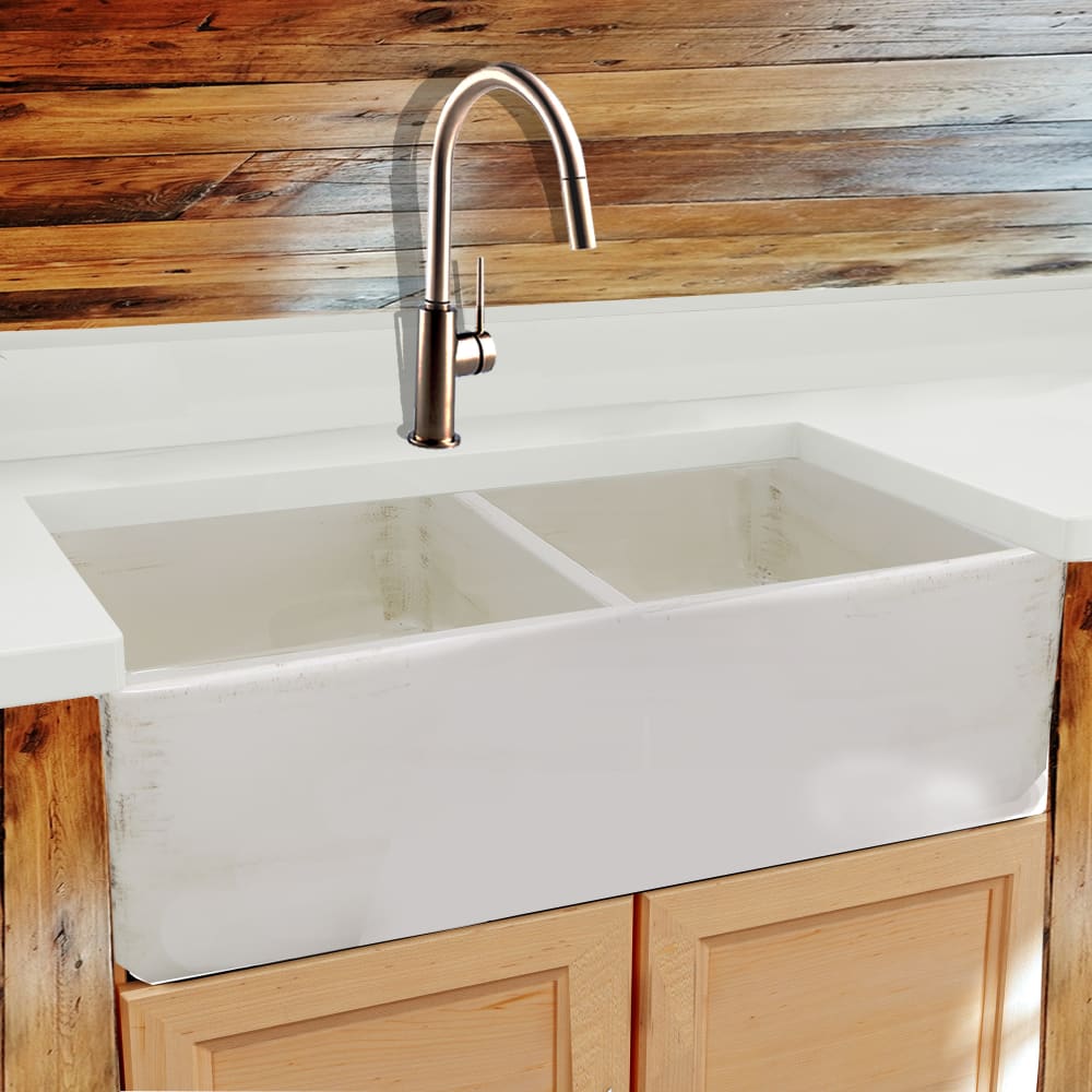 Nantucket Sinks FCFS3318DSHABBYSTRAW 33 Inch Double Bowl ...