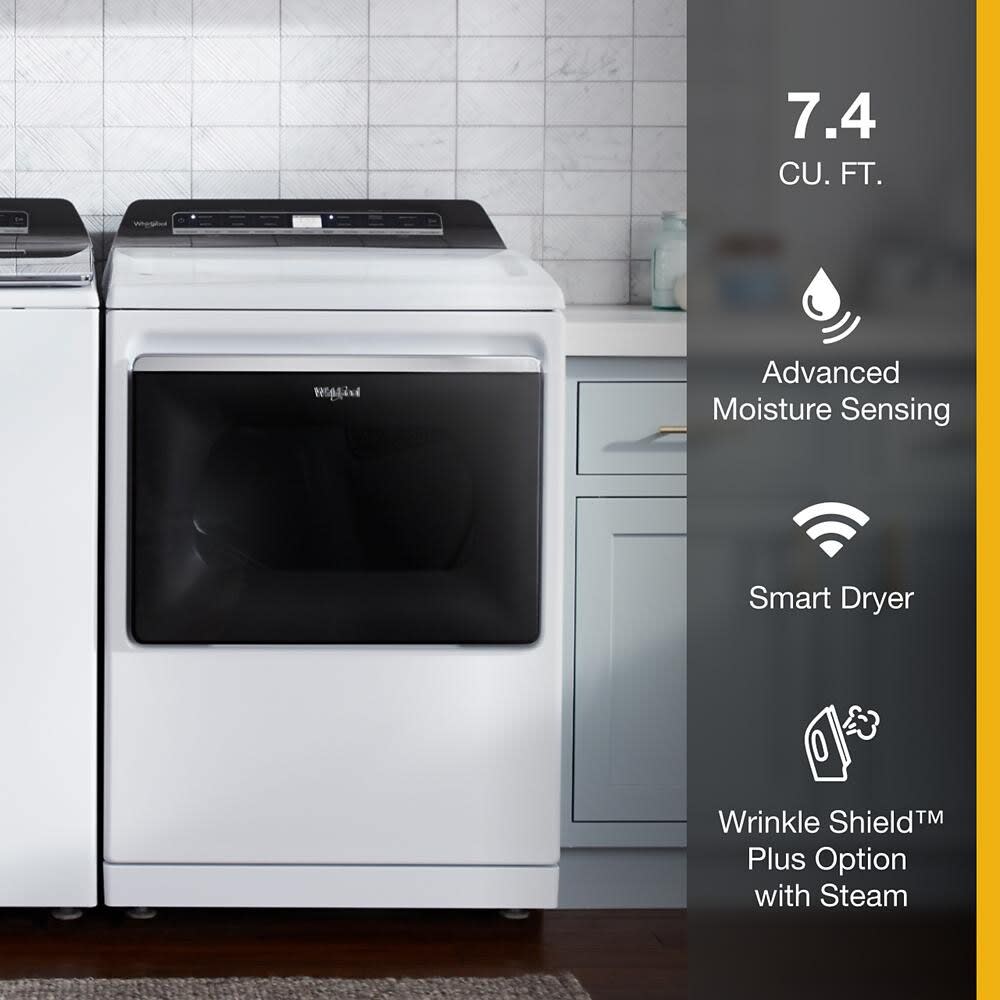 Whirlpool WED8127LW 27 Inch Electric Smart Dryer with 7.4 cu. ft