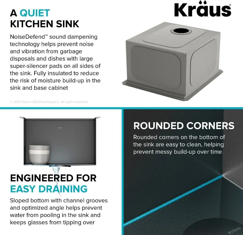 Kraus KWU110117PGM Kore™ Undermount Workstation Single Bowl Kitchen