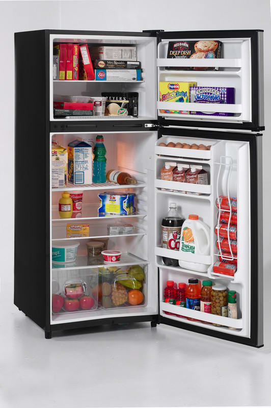 Avanti Ff998w 9 9 Cu Ft Top Freezer Refrigerator With Adjustable Glass Shelves 2 Clear View Crispers Beverage Can Dispenser Frost Free Operation Interior Light And Reversible Doors White