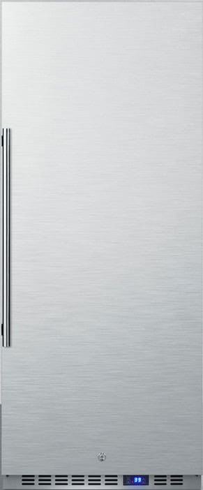 AccuCold FFAR121SS 24 Inch Commercial All-Refrigerator with 10.1 cu. ft. Capacity, 4 Adjustable Chrome Shelves, Digital Thermostat, Automatic Defrost, Door Lock and Reversible Door Swing: Stainless Steel