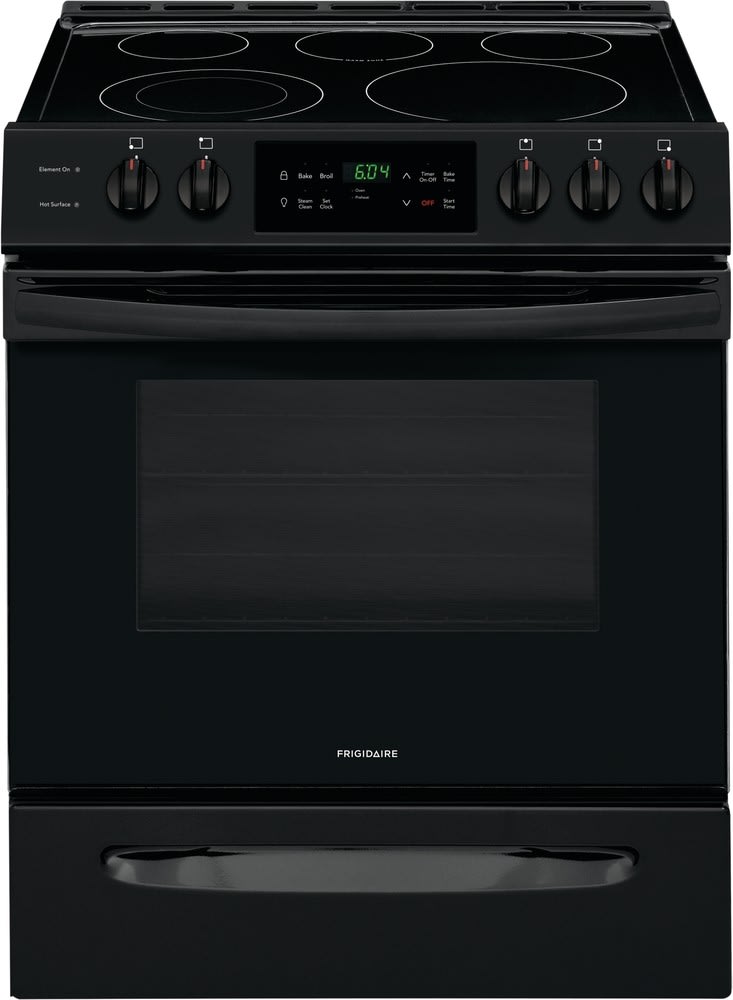 Frigidaire Ffeh3054ub 30 Inch Front Control Electric Range With 5 Element Cooktop 5 0 Cu Ft Oven Capacity Store More Storage Drawer One Touch Self Clean Quick Boil Extra Large Element Ul Listed And Ada Compliant