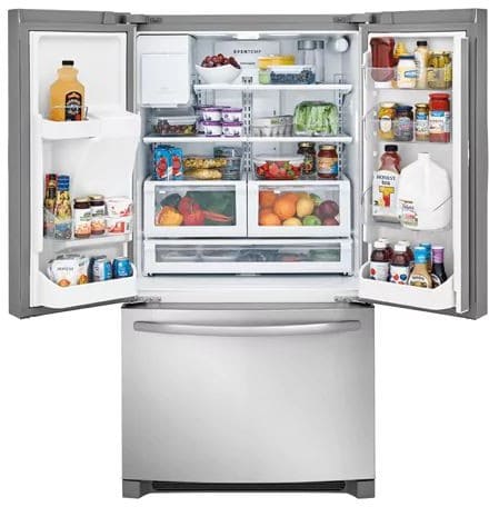 Frigidaire FFHD2250TS 36 Inch Counter Depth French Door Refrigerator with 22.5 cu. ft. Capacity, Effortless™ Glide Crispers, Store-More™ Shelves & Bins, Cool-Zone™ Drawer, Even Temp™, PureSource Ultra® II, ENERGY STAR®, and Star-K Certified: Stainless Steel