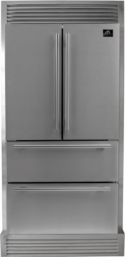 Forno FFRBI182040SG 36 Inch Moena Counter Depth French Door Refrigerator with 19.25 Cu. Ft. Capacity, Interior Ice Maker, Door Alarms, Gallon Door Bins, and Child Lock