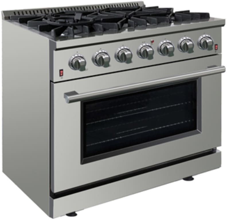 Forno FFSGS624436 Ancona Professional Gas Range with 6 Sealed Burners, 5.36 Cu. Ft. Convection Oven Capacity, Cast Iron Continuous Grate, Triple Layered Glass Door, Italian Defendi Burners, and ETL Listed: 36" Stainless Steel