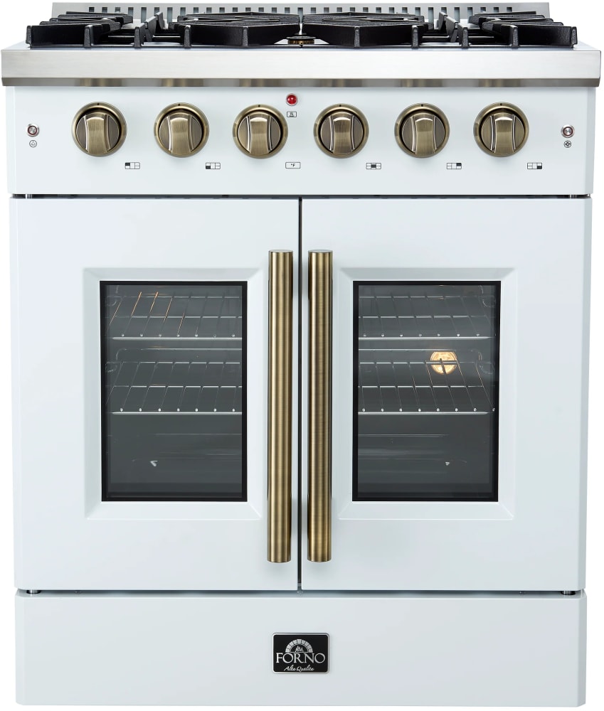 Forno FFSGS644430WHT 30 Inch Freestanding French Door Gas Range