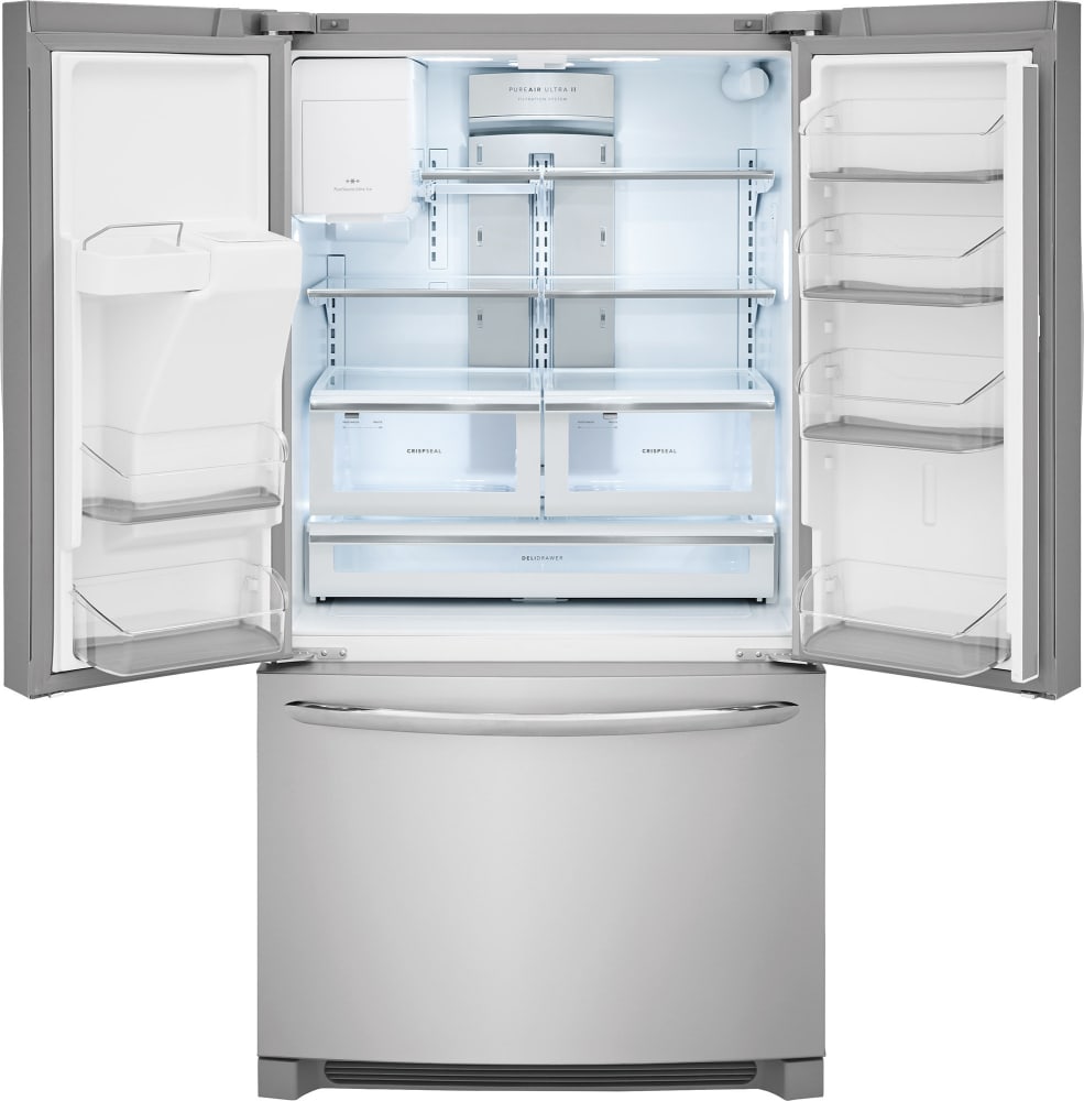 Frigidaire FGHD2368TF 36 Inch Counter Depth French Door Refrigerator with 21.7 Cu. Ft. Capacity, Store-More™ Flip-Up Shelves, Cool-Zone™ Drawer, CrispSeal™ Crispers, Even Temp™, Air Filter, EnergyStar® and Star-K® Certified: Stainless Steel