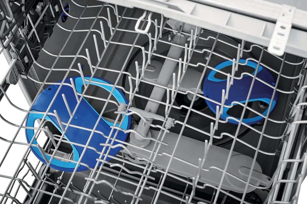 Frigidaire FGIP2468UF 24 Inch Fully Integrated Dishwasher with 14 Place Settings 8 Cycles 49 dBA Silence Rating Dual OrbitClean MaxBoost Dry SpaceWise Rack DishSense AquaSurge NSF Certified Sanitize Q...