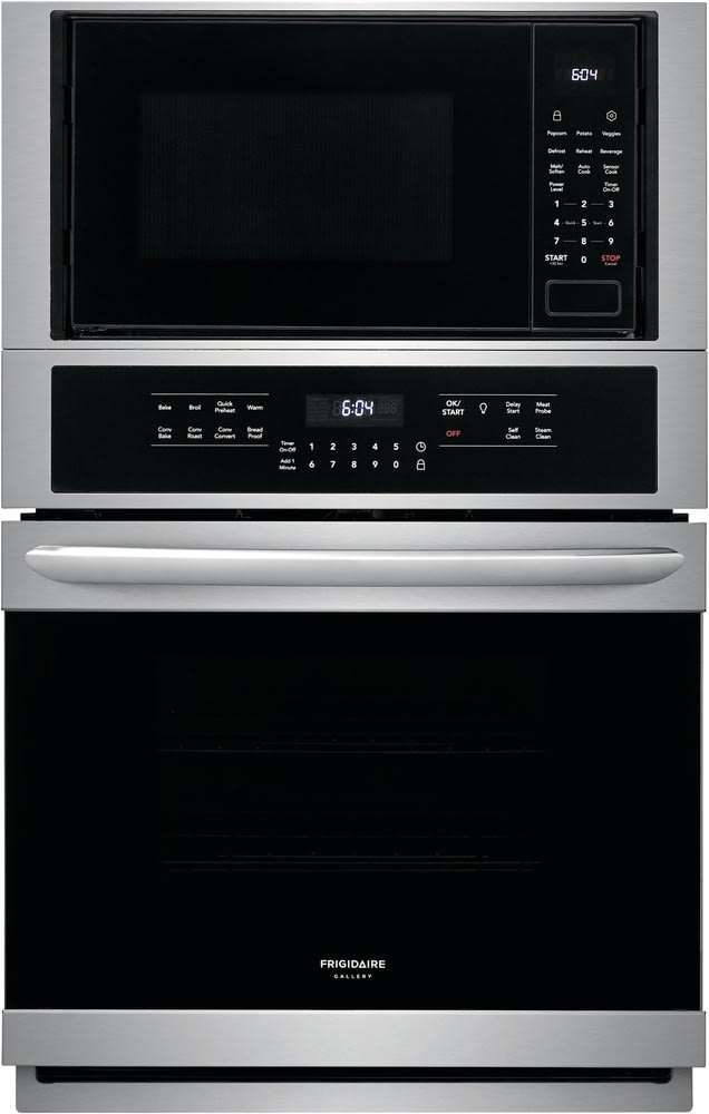 Frigidaire Fgmc2766uf 27 Inch Electric Combination Wall Oven With True Convection Oven Sensor Cooking Microwave Smudge Proof Stainless Steel 30 Setting Options Effortless Reheat Quick Preheat Self Cleaning Steam Clean 2 0 Cu Ft Microwave