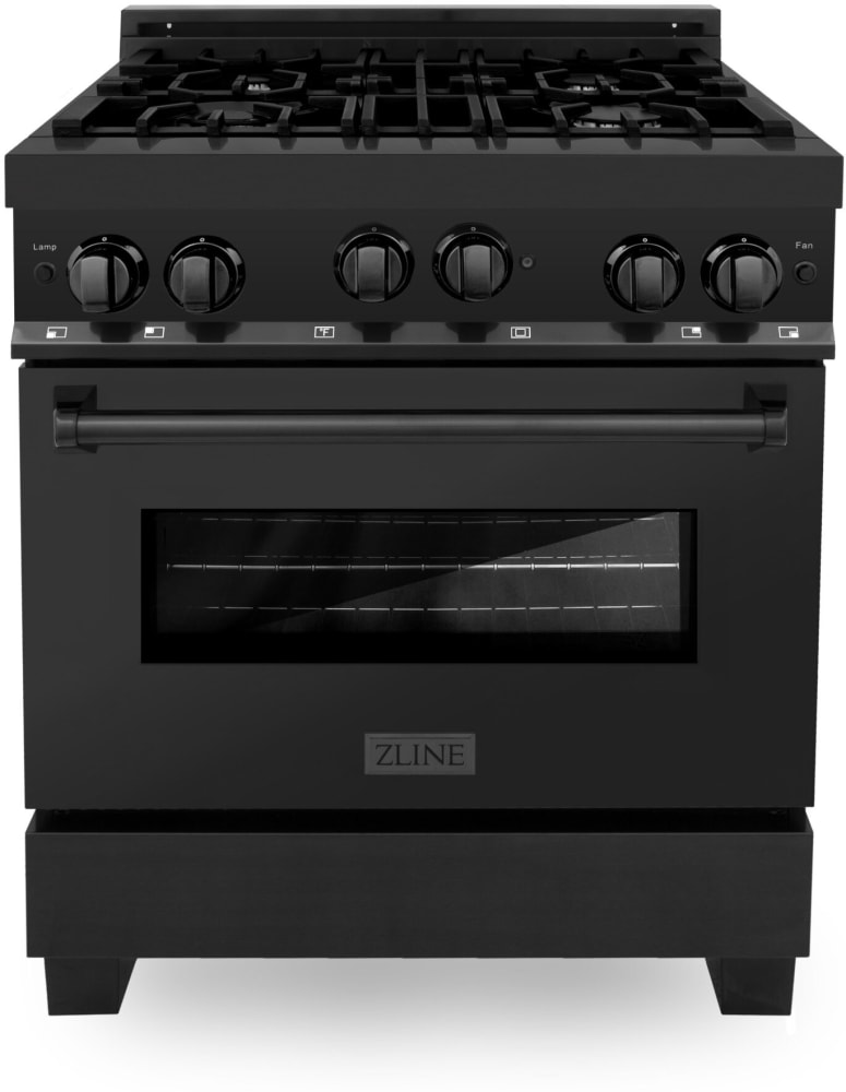 ZLINE RGBBR30 30 Inch Professional Gas Range with 4 Italian Brass Burners, 4.0 Cu. Ft. Oven Capacity, Porcelain Top, Stay-Put Hinges, Triple Glass Window, Dual Wok, and ETL Listed