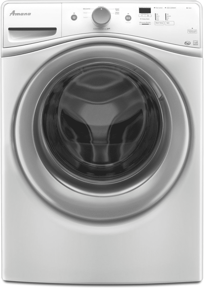 Amana Nfw5800dw 27 Inch Front Load Washer With 4 2 Capacity 7 Wash Cycles Efficiency Monitor Spin Speed Delay Wash And Detergent Dispenser