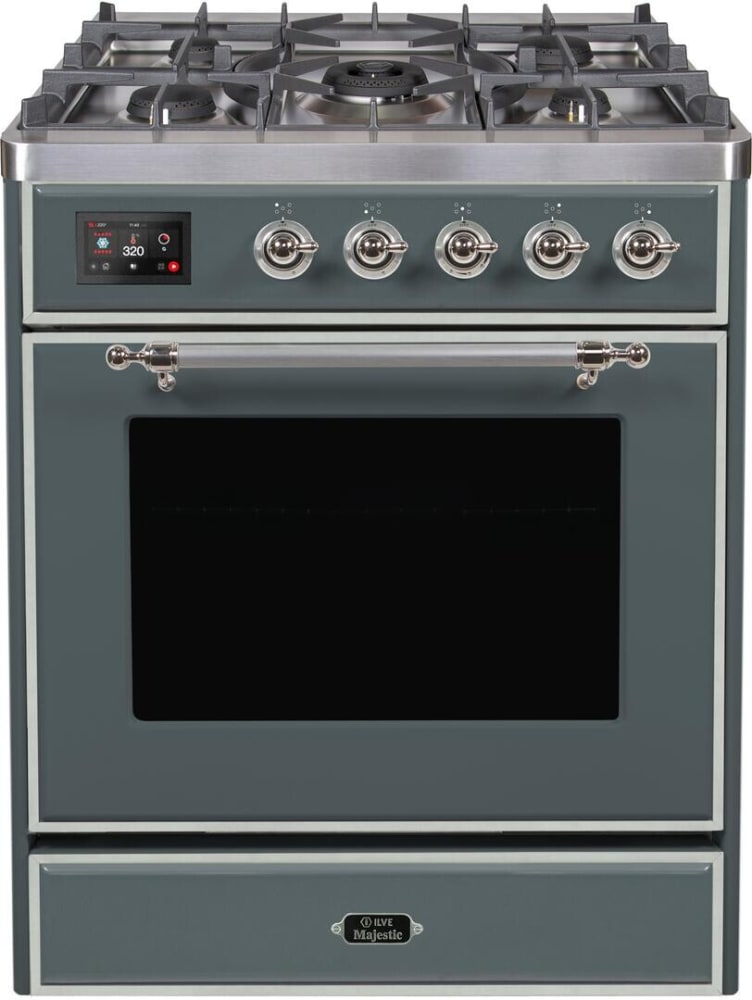 Ilve UM30DNE3BGCLP 30 Inch Freestanding Dual Fuel Range with 5 Sealed Burners, 4 cu. ft. Oven