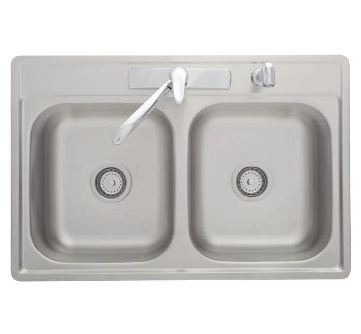 Franke EZD704NB 22 Inch Drop In Double Bowl Stainless Steel Kitchen