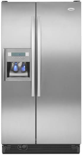 Whirlpool Gd5dhaxvy 25 3 Cu Ft Side By Side Refrigerator With 3 Adjustable Spillguard Shelves Cantilevered Shelving In Door Ice Plus Ice Dispensing System And 6th Sense Temperature Management System Monochromatic Stainless Steel