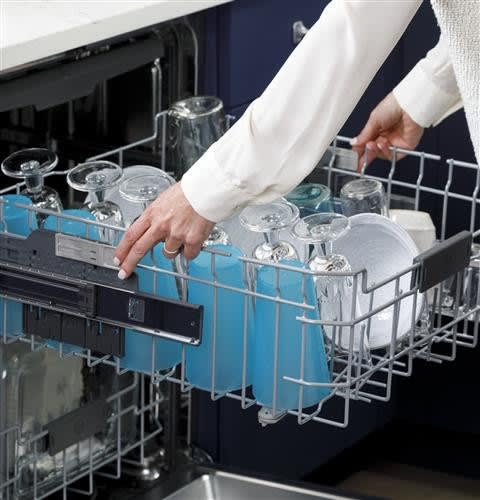 Ge Gdt665smnes 24 Inch Fully Integrated Built In Dishwasher With 16 Place Setting Capacity 5 Wash Cycles 3rd Rack 46 Dba Sound Level Dry Boost Fan Assist Drying Feature Bottle Jets Smooth Glide Rack