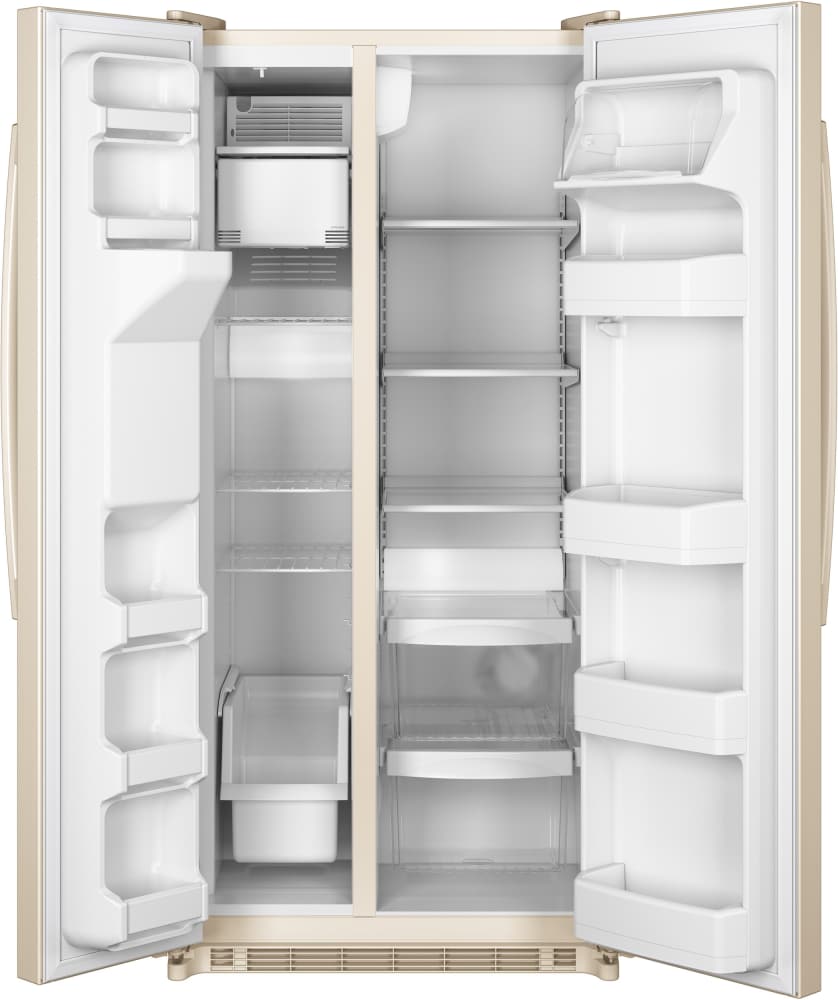 GE GSS20ETHCC 32 Inch Side-by-Side Refrigerator with 20.0 cu. ft. Capacity,  3 Adjustable Glass Shelves, Gallon Door Storage, Interior Lighting, Ice and  Water Dispenser, ADA Compliance and Ice Maker: Bisque