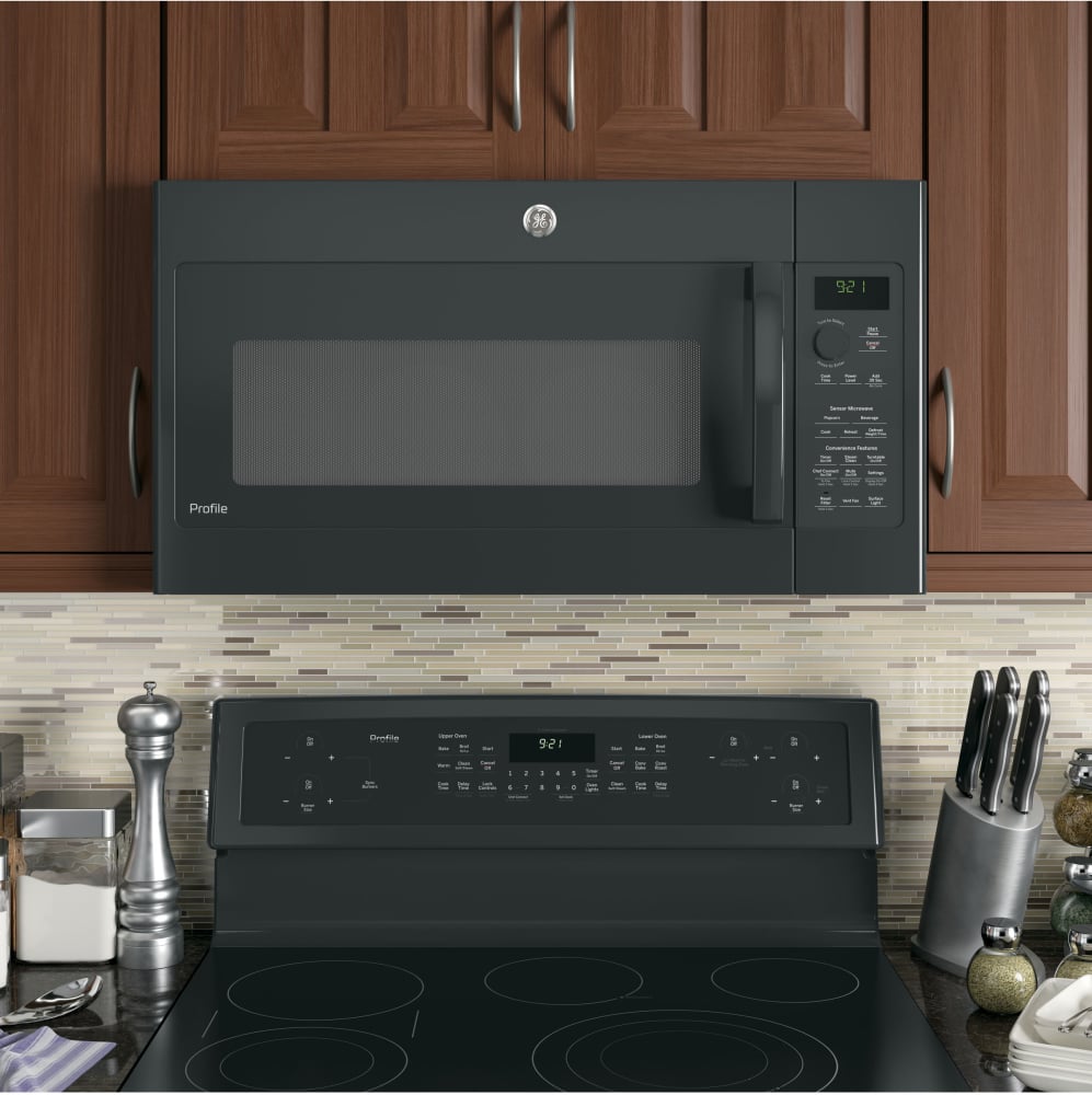 GE PVM9215DKBB 2.1 cu. ft. OvertheRange Microwave with Chef Connect 1000 Watts, Sensor Cooking