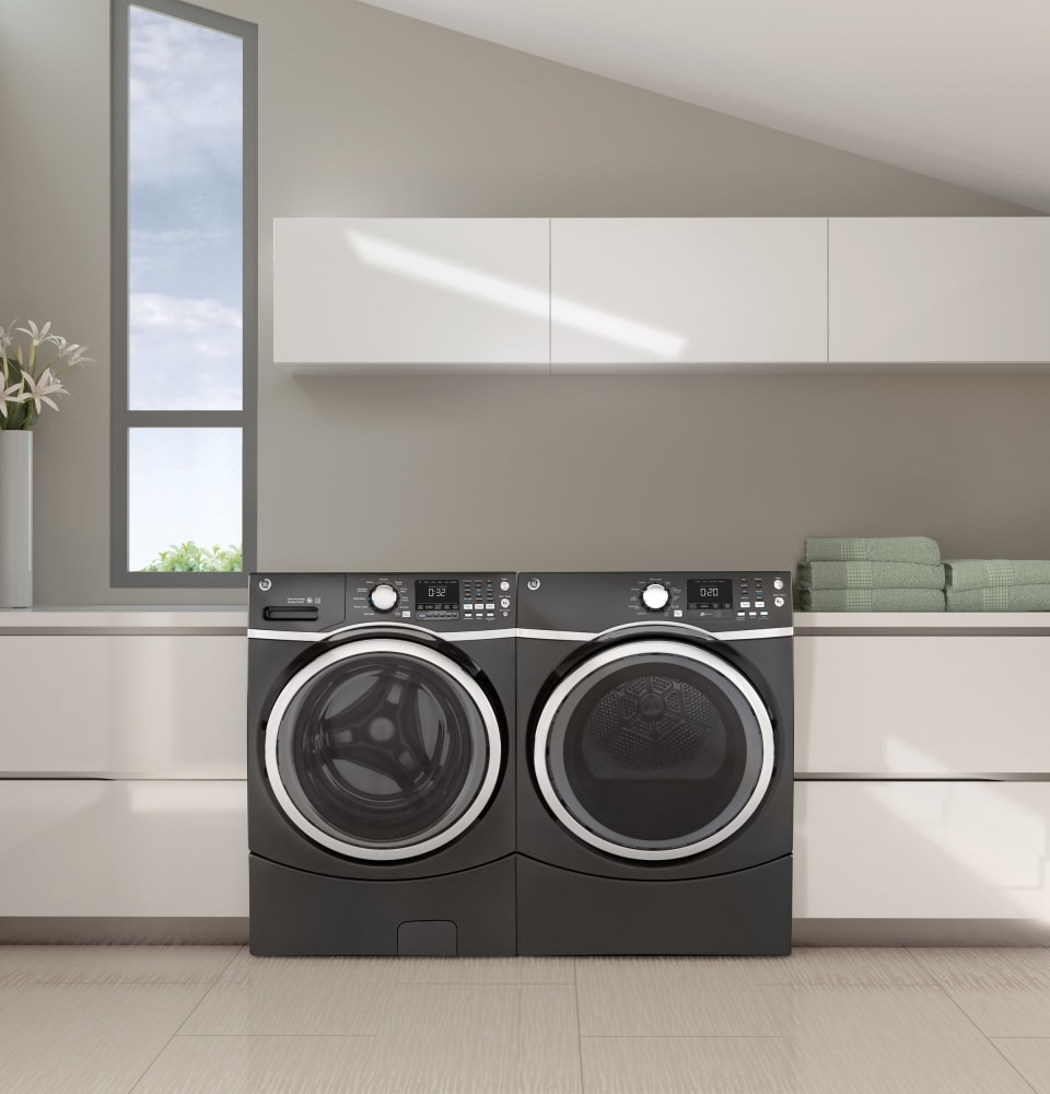 GE GEWADREDG451 Side-by-Side Washer & Dryer Set with Front Load Washer ...