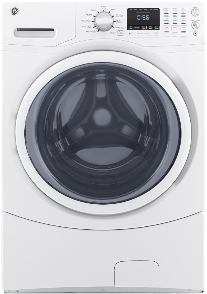 GE GEWADRGW431 SidebySide Washer & Dryer Set with Front Load Washer and Gas Dryer in White