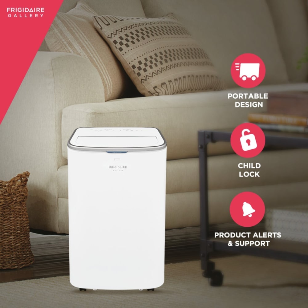Frigidaire GHPC132AB1 13 000 BTU Smart Portable Air Conditioner with Dehumidifying Dry Mode Quick Glance Light Clean Air Ionizer Washable Filter Amazon Alexa Google Assistant Remote Control Product Al...