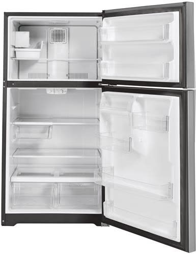 GE GIE19JSNRSS 30 Inch Top Freezer Refrigerator with 19.1 Cu. Ft. Capacity, Reversible Hinges, Adjustable Full-Width Glass Shelves, Spillproof Freezer Floor, Upfront Controls, EnergyStar Qualified, Star-K Certified, and ADA Compliant