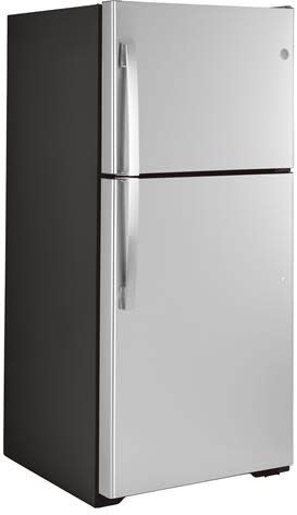GE GIE19JSNRSS 30 Inch Top Freezer Refrigerator with 19.1 Cu. Ft. Capacity, Reversible Hinges, Adjustable Full-Width Glass Shelves, Spillproof Freezer Floor, Upfront Controls, EnergyStar Qualified, Star-K Certified, and ADA Compliant